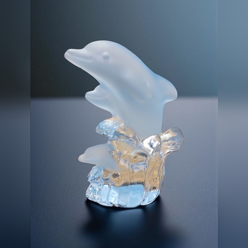 Frosted Glass Dolphin Figurine